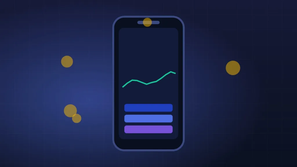Écran de smartphone abstrait surmonté de symboles de paiement flottant dans une lumière douce