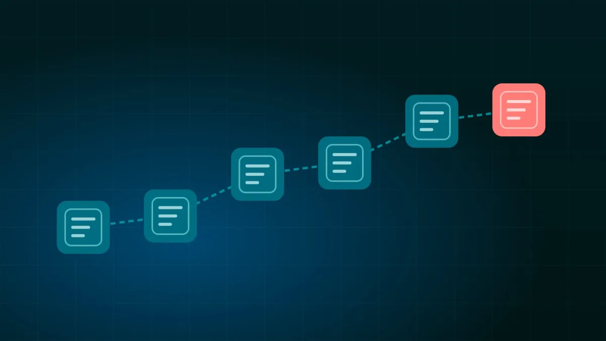 Chain of linked blocks illustrating how a blockchain records data