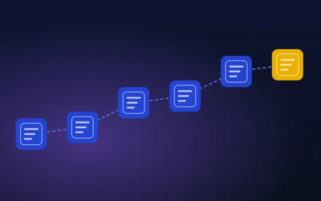 Chaîne de blocs reliés illustrant l’enregistrement des données d’une blockchain