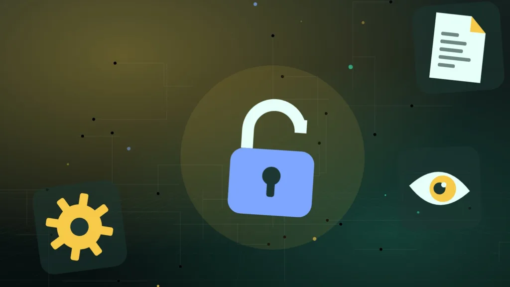 Cadenas, œil de surveillance, registre et engrenages illustrant les écritures des jetons DTC
