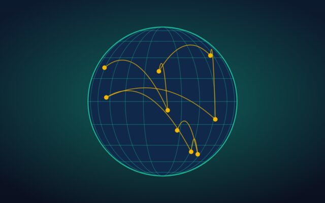 Globe et nœuds connectés illustrant les paiements crypto mondiaux