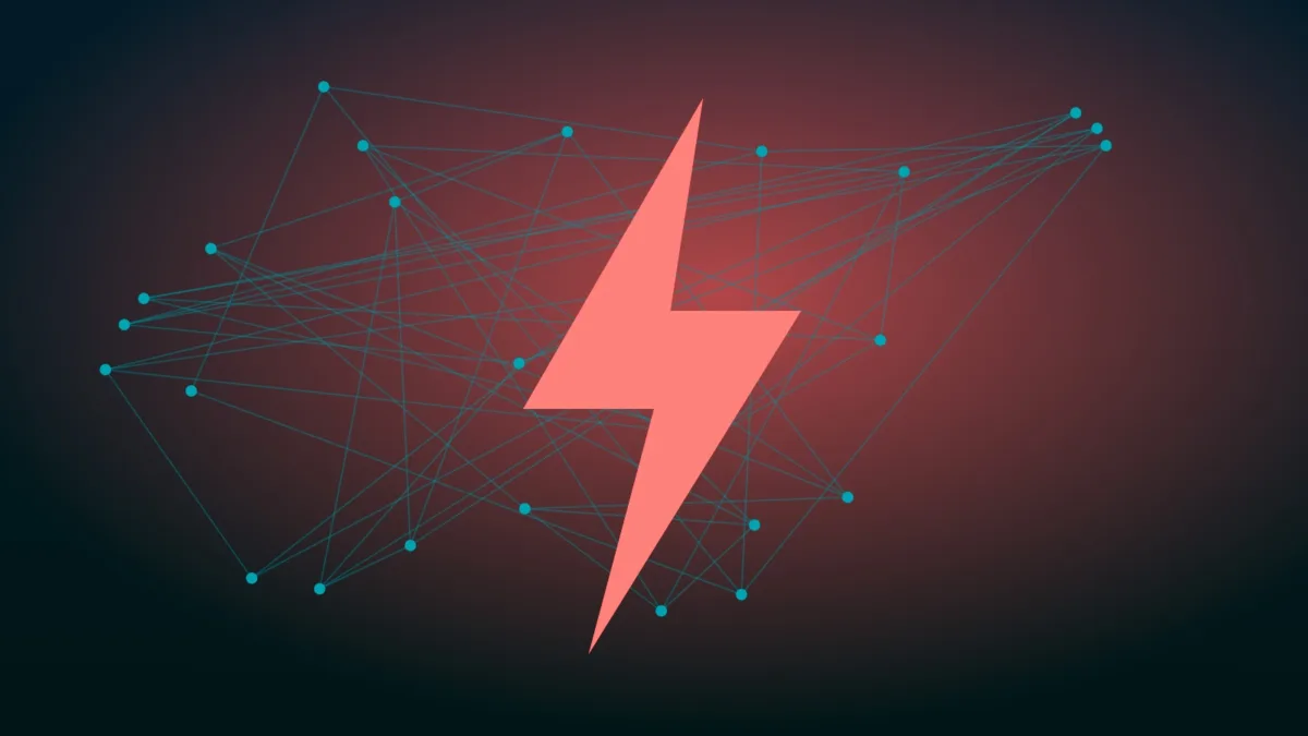 Lightning bolt over a network of nodes illustrating fast payments