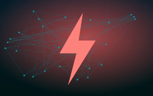 Lightning bolt over a network of nodes illustrating fast payments