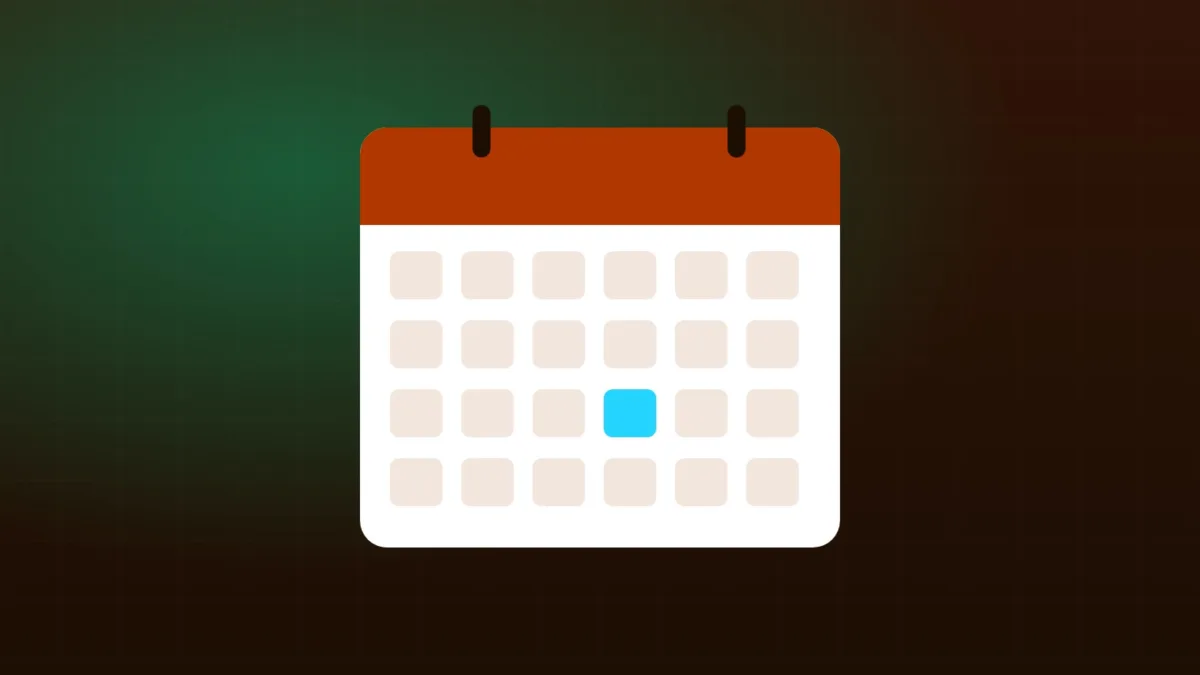 Abstract calendar grid with one highlighted day and soft geometric shapes around it