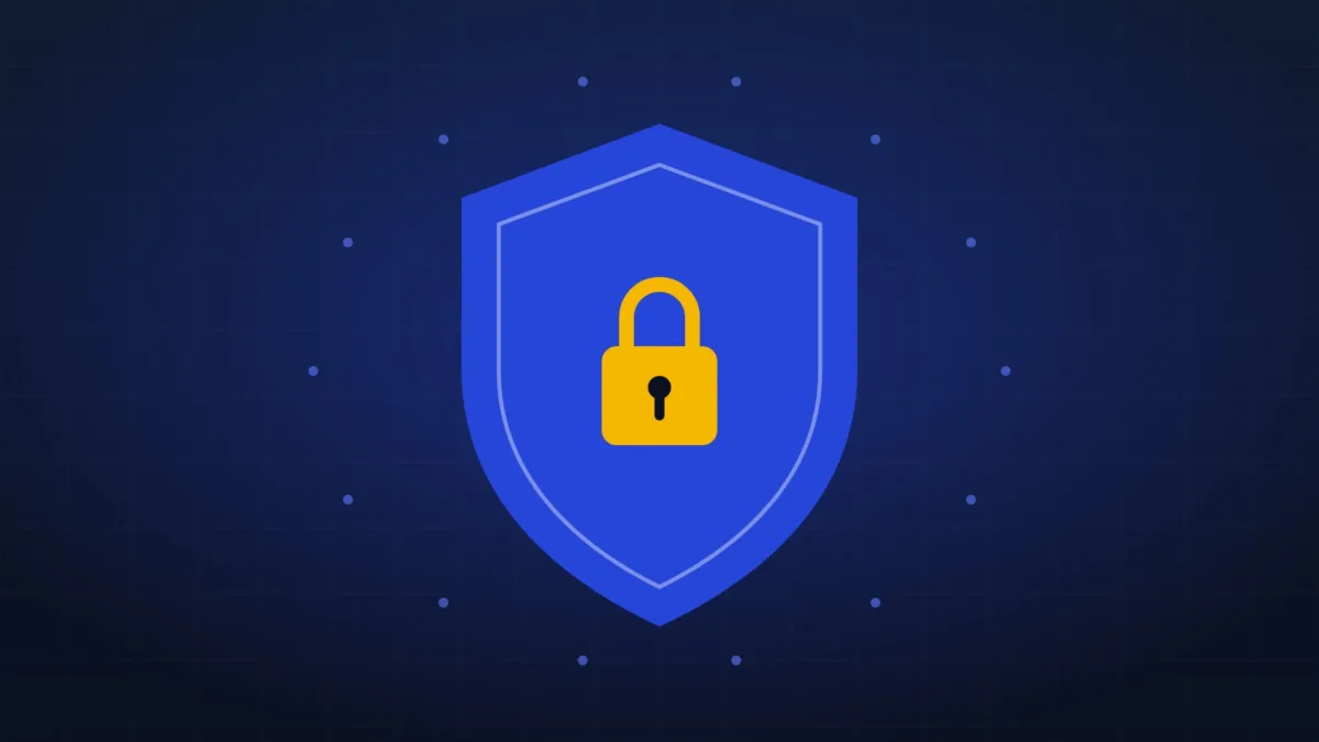 Shield with a padlock illustrating crypto security and custody